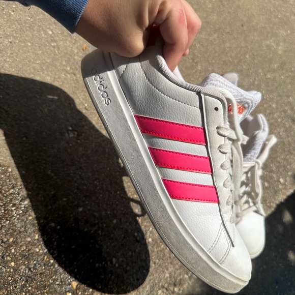 Adidas Women's White and Bright Pink Sneakers - Picture 6 of 13